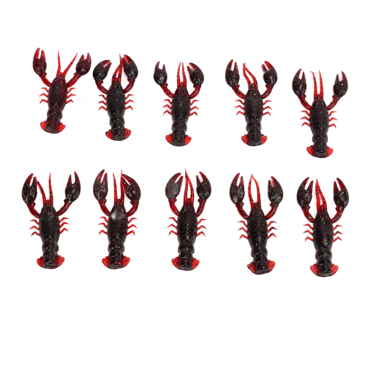 10pcs Soft Fishing Lure Crawdad Bait PVC Shrimp Artificial Soft Lure Baits for Bass FishingDark Red A Pack of Ten