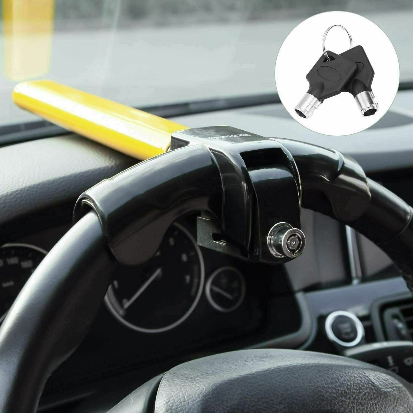 Universal Heavy Duty Anti Theft Steering Wheel Lock Rotary Security Safe Van Car