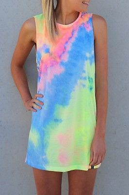 Sleeveless Vibrant Tie-Dye Dress