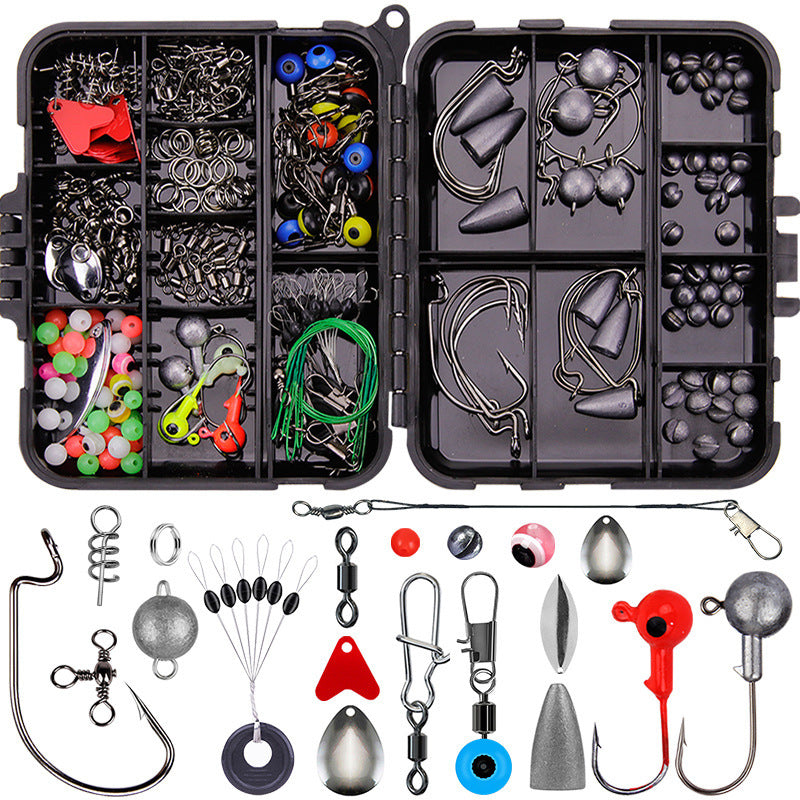 Weihe 257 Pieces Lure Fishhook Accessories Suit Texas Fishing Sea Fishing Rock Fishing Set Box