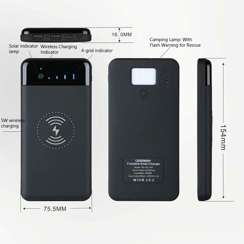 Detachable Solar Power Bank Wireless Charging