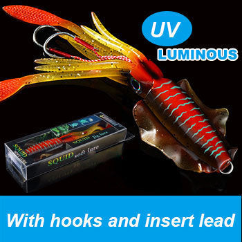 UVluminous Bionic Squid Fishing Lure Deep Sea Boat Fishing Bait