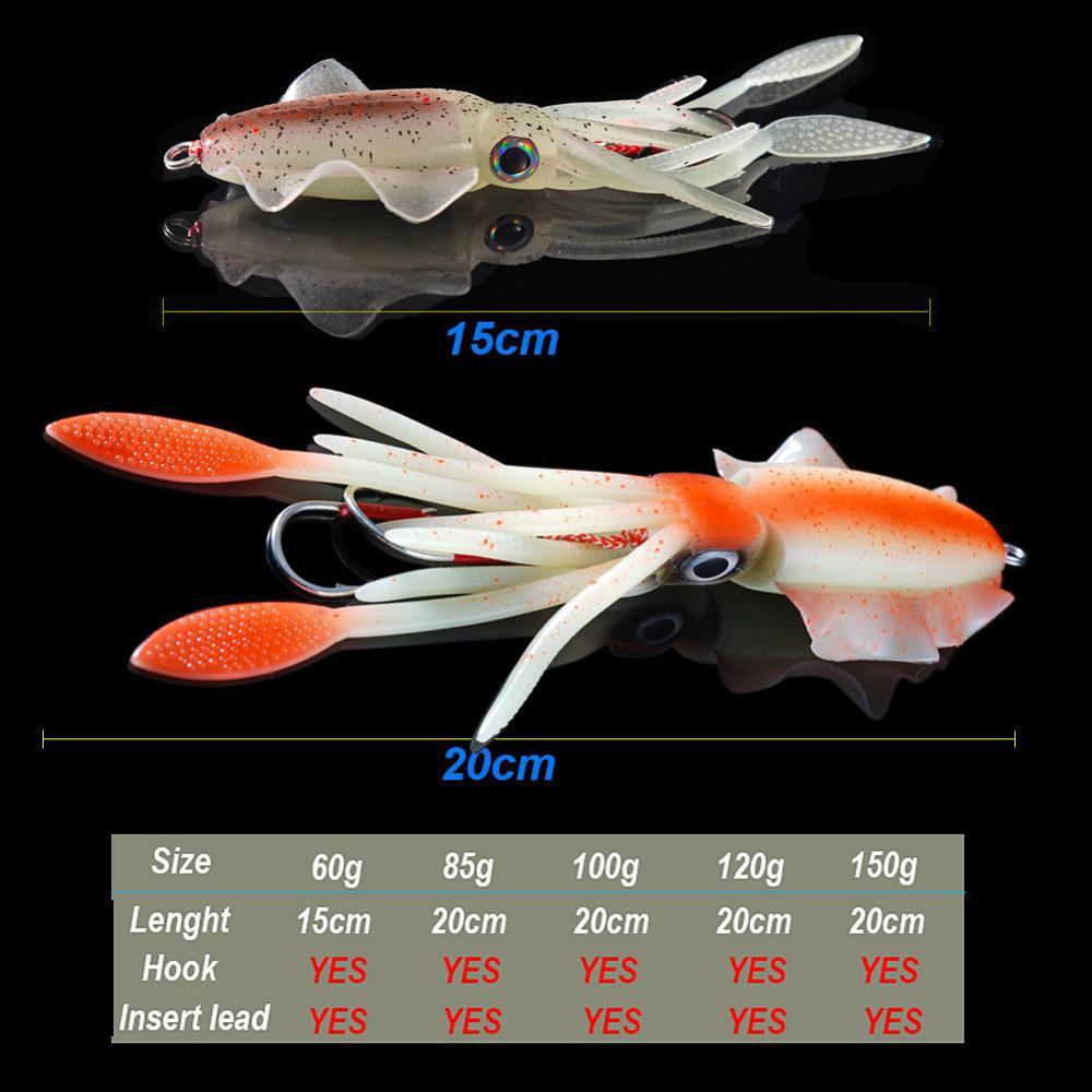 UVluminous Bionic Squid Fishing Lure Deep Sea Boat Fishing Bait