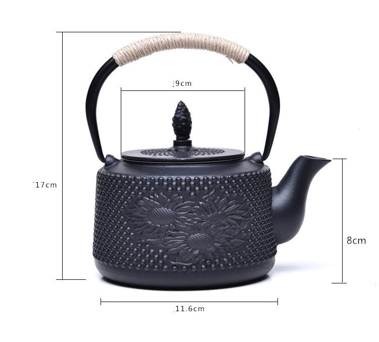 Chieka black cast iron teapot