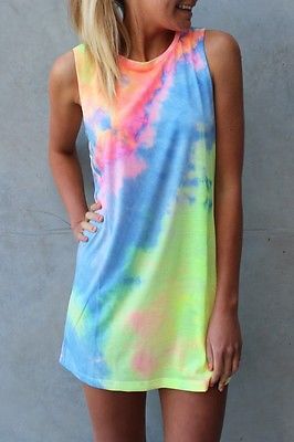 Sleeveless Vibrant Tie-Dye Dress