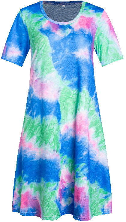 Fancy rainbow tie-dye print dress