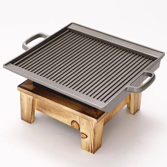 Square Binaural Striped Grill Pan Round Plaid Grill Pan