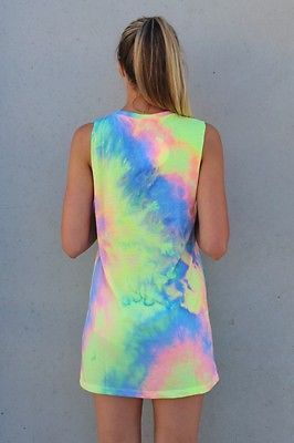 Sleeveless Vibrant Tie-Dye Dress