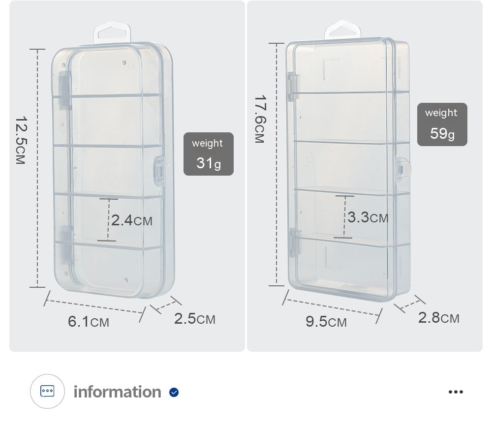 Luya Five Grid Transparent PP Plastic Fishing Gear Box