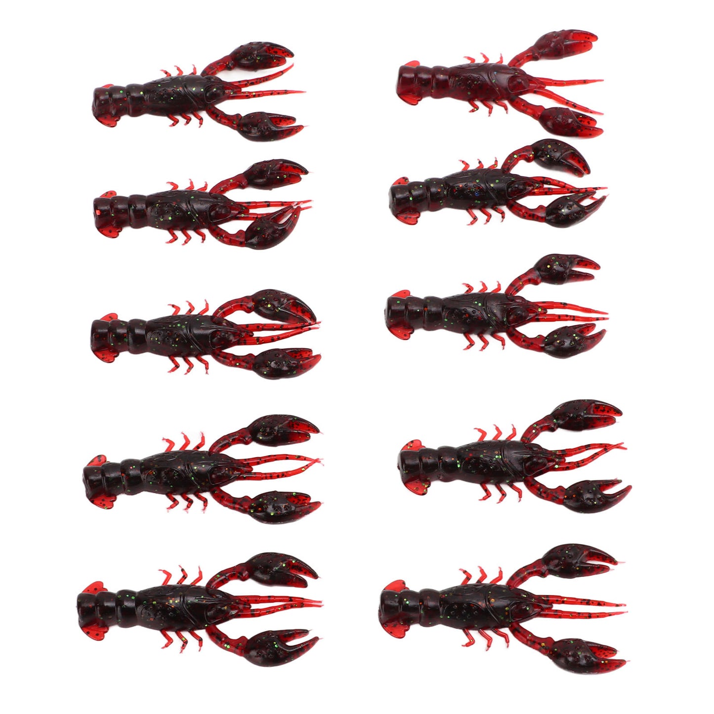 10pcs Soft Fishing Lure Crawdad Bait PVC Shrimp Artificial Soft Lure Baits for Bass FishingDark Red A Pack of Ten