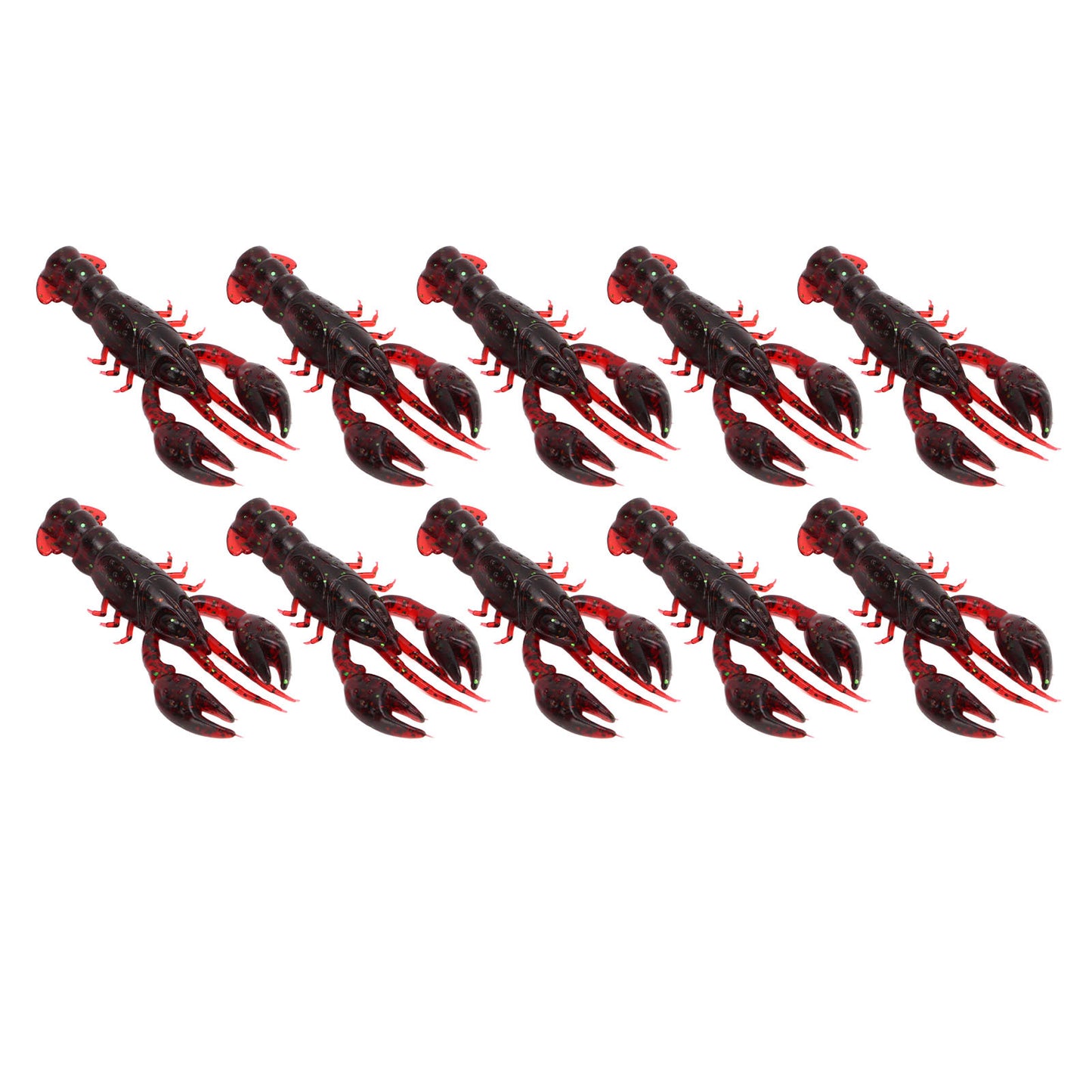 10pcs Soft Fishing Lure Crawdad Bait PVC Shrimp Artificial Soft Lure Baits for Bass FishingDark Red A Pack of Ten