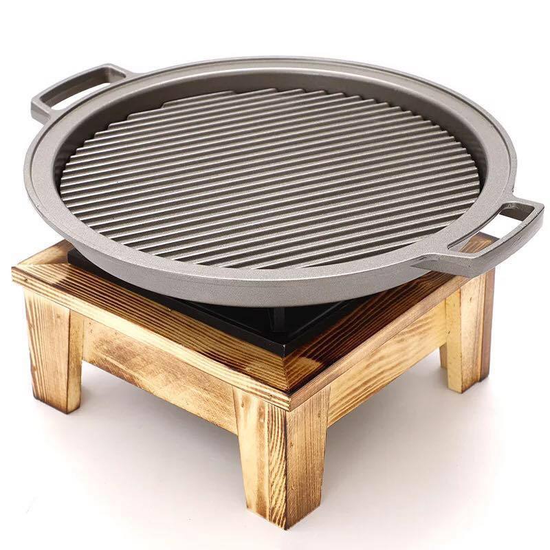 Square Binaural Striped Grill Pan Round Plaid Grill Pan