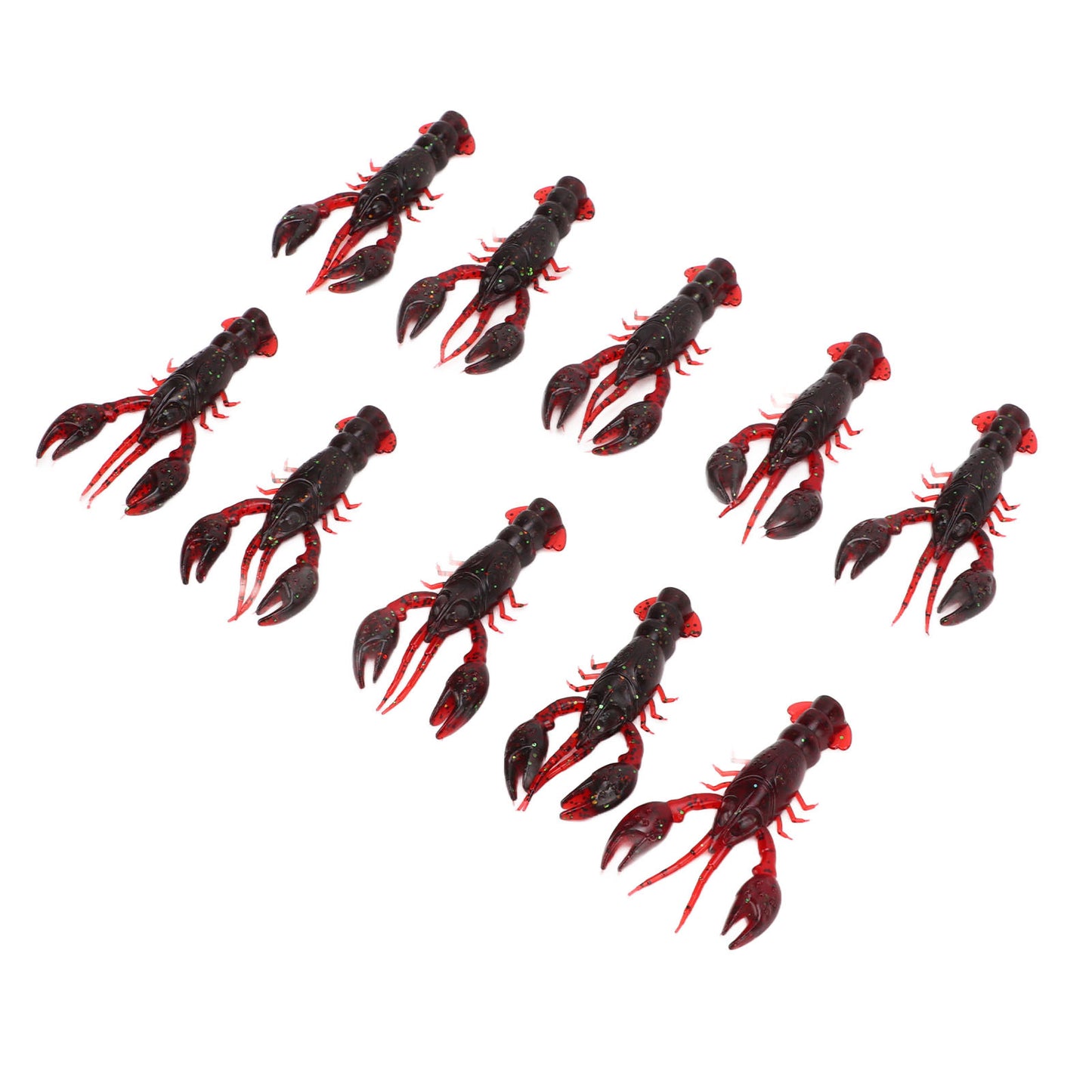 10pcs Soft Fishing Lure Crawdad Bait PVC Shrimp Artificial Soft Lure Baits for Bass FishingDark Red A Pack of Ten