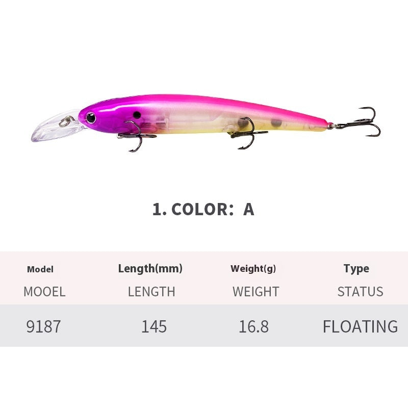 Deep Diving Long Tongue Plate Floating Water Mino Lure Light Sea Water Bait