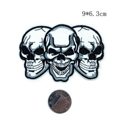 Red Heart Punk Skull Embroidered Patches