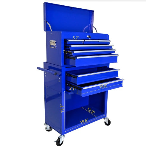 High Capacity Rolling Tool Chest With Wheels And Drawers, 8-Drawer Tool Storage Cabinet--BLUE