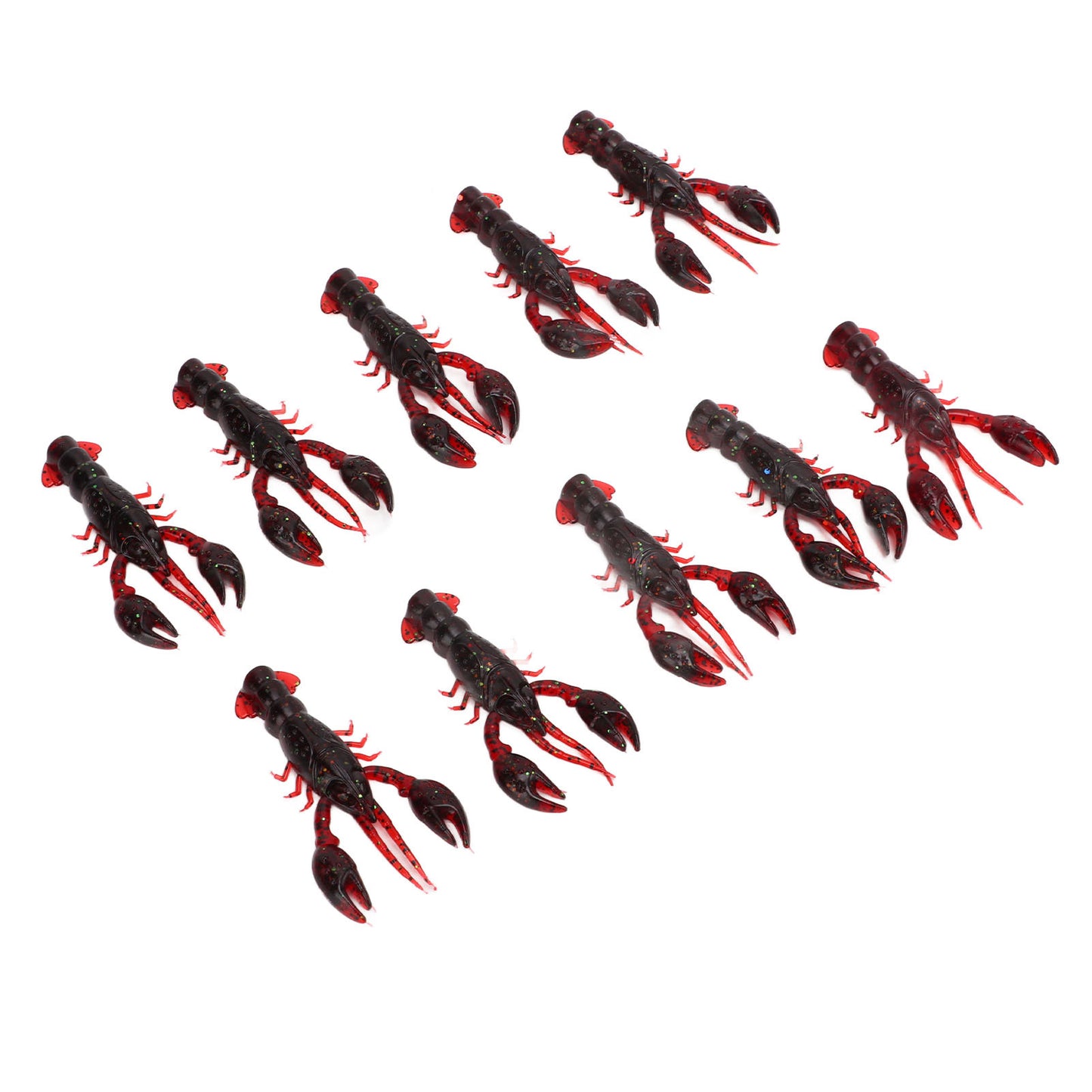 10pcs Soft Fishing Lure Crawdad Bait PVC Shrimp Artificial Soft Lure Baits for Bass FishingDark Red A Pack of Ten