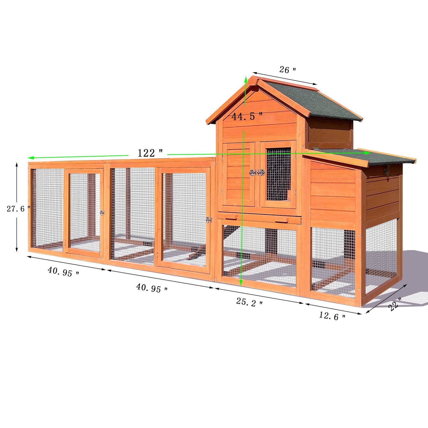 Wooden Chicken Coop Outdoor Hen House With Nest Box Wire Fence Poultry Cage