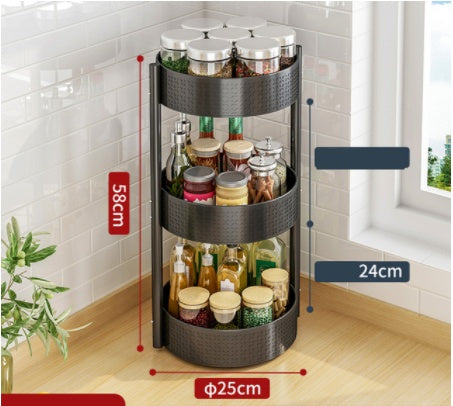 Multi Layer Rotating Spice Storage Rack For Kitchen Countertops