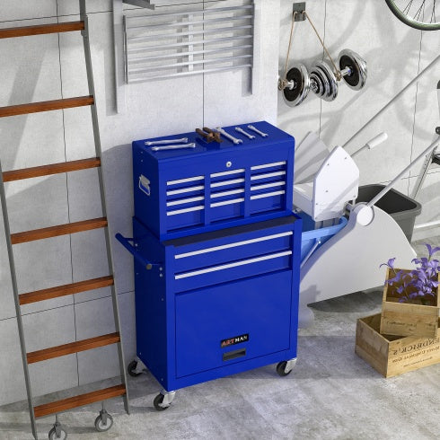 High Capacity Rolling Tool Chest With Wheels And Drawers, 8-Drawer Tool Storage Cabinet--BLUE