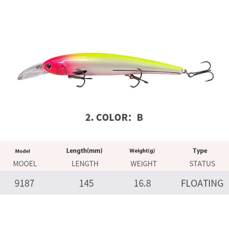 Deep Diving Long Tongue Plate Floating Water Mino Lure Light Sea Water Bait