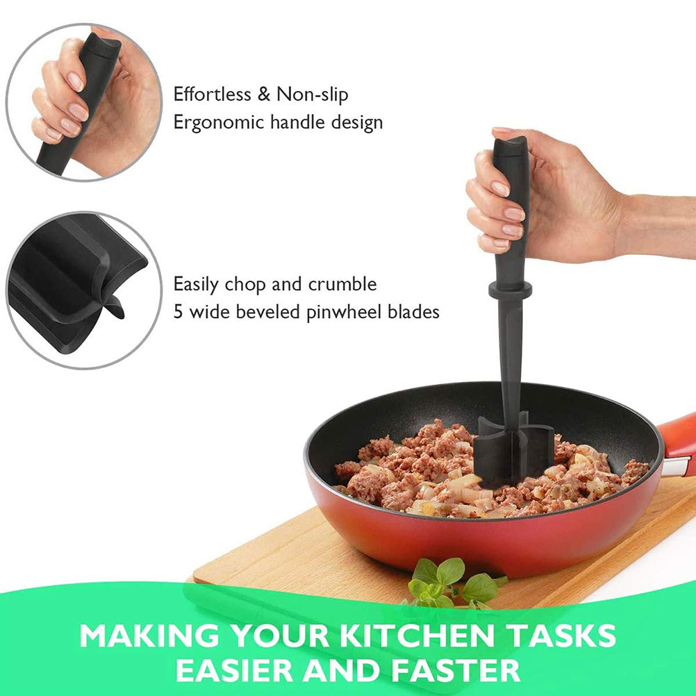 Meat Chopper Multifunctional Ground Beef Masher Ground Beef Turkey Nylon Chopper Utensil Non Stick Cookware