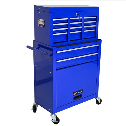 High Capacity Rolling Tool Chest With Wheels And Drawers, 8-Drawer Tool Storage Cabinet--BLUE