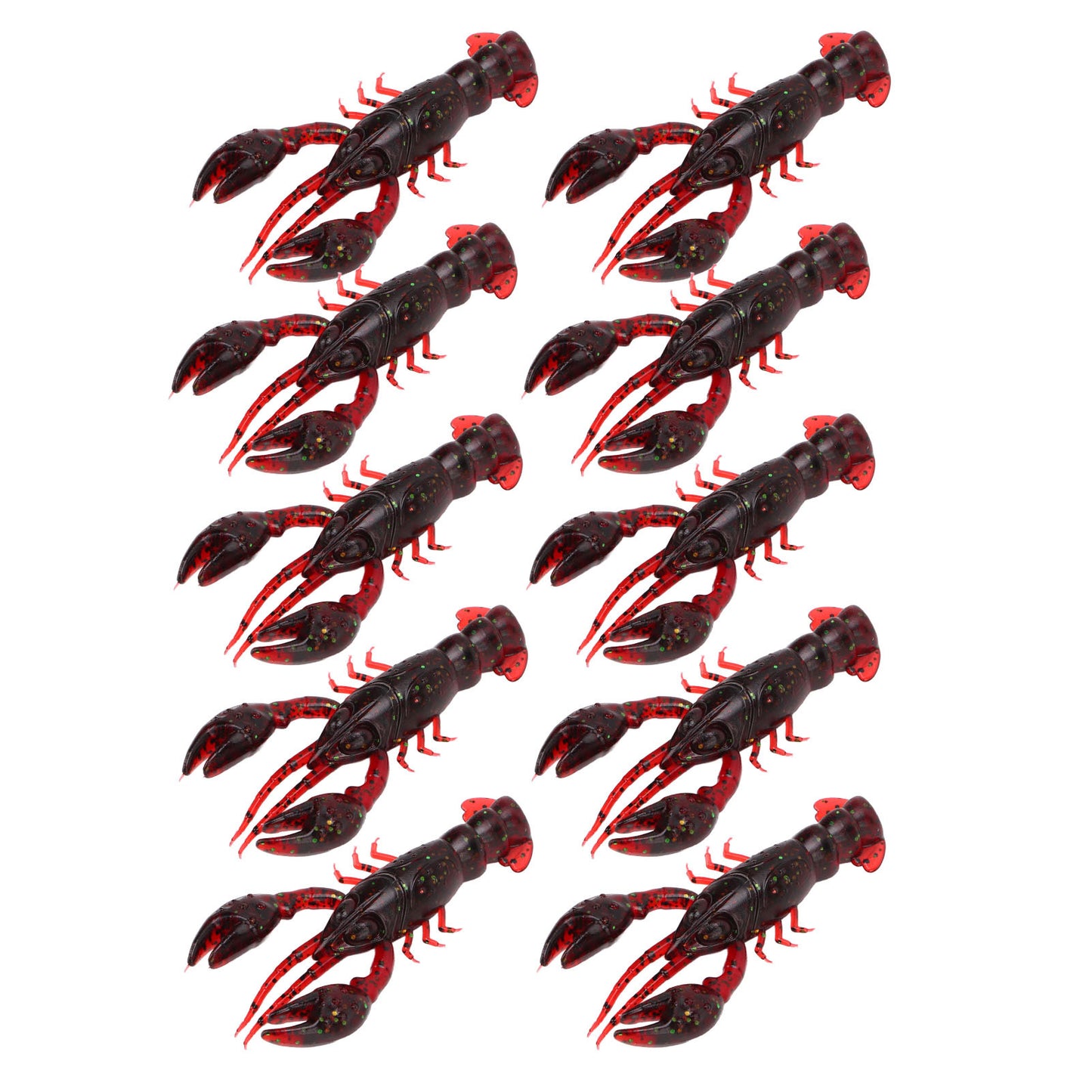 10pcs Soft Fishing Lure Crawdad Bait PVC Shrimp Artificial Soft Lure Baits for Bass FishingDark Red A Pack of Ten