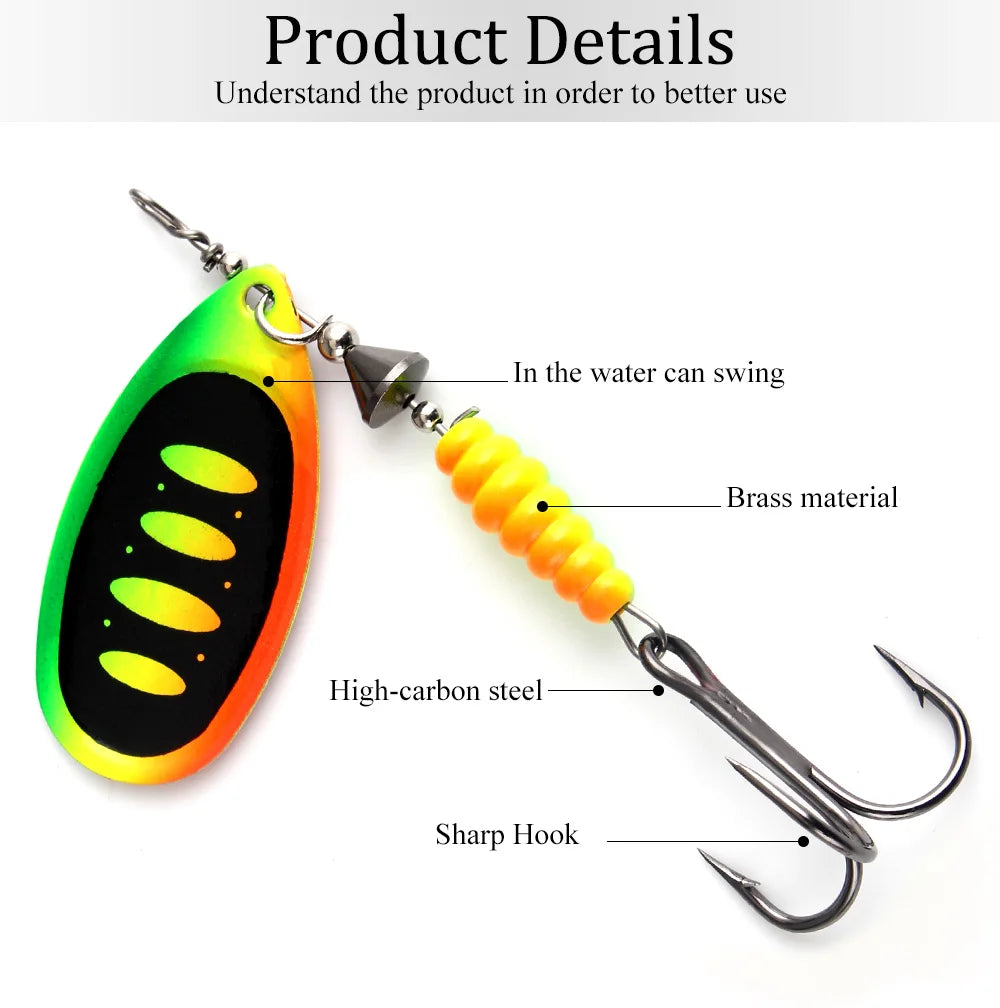 FISH KING Willow Spinner Bait 8.4g12.5g14.7g  Copper Size 3#-5# With 35647-BR Treble Hook 2#-1/0# Fishing Lure