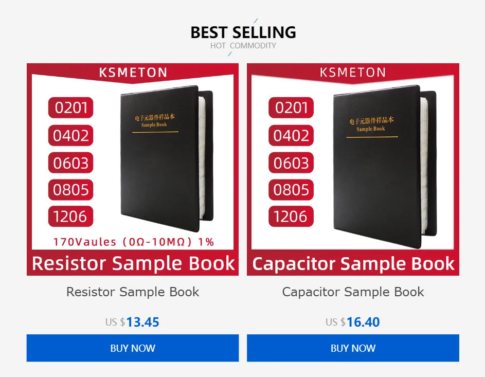 Smd Book Resistor Kit 0805 0201 0402 0603 1206 1% Resistor set Assortment Kit DIY 170/400 Values Sample Book FR-07 0Ω-10MΩ