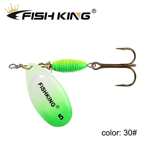 FISH KING Fishing Lure Spinner bait 4g 4.8g 7g 10g 14g Spoon Lures With Treble Hooks Peche Jig Anzuelos isca Pesca