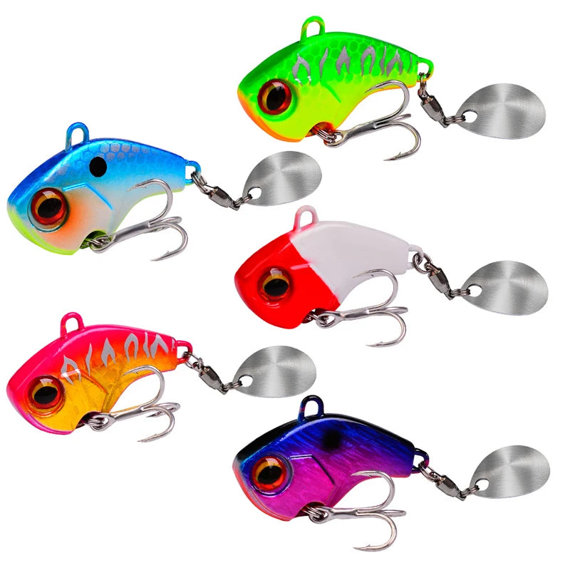 YUCONG 1PC Spoon Spinner 6-15-28g Jig Fishing Lure VIB Hard Bait with Rotating Sequin Trolling Hard Wobbler Sinking leurre cebos