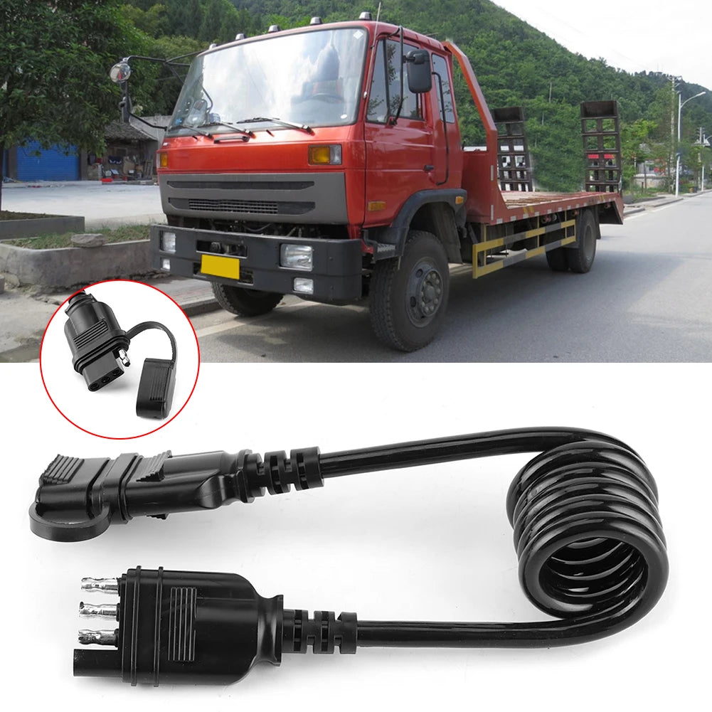 Trailer Connector 4-Pin Flat Extension Harness 3ft Waterproof Cover American Style Flexible Coiled Cable Connector for Trailers