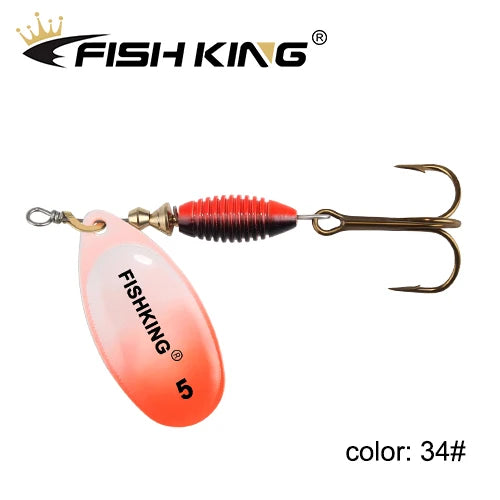 FISH KING Fishing Lure Spinner bait 4g 4.8g 7g 10g 14g Spoon Lures With Treble Hooks Peche Jig Anzuelos isca Pesca