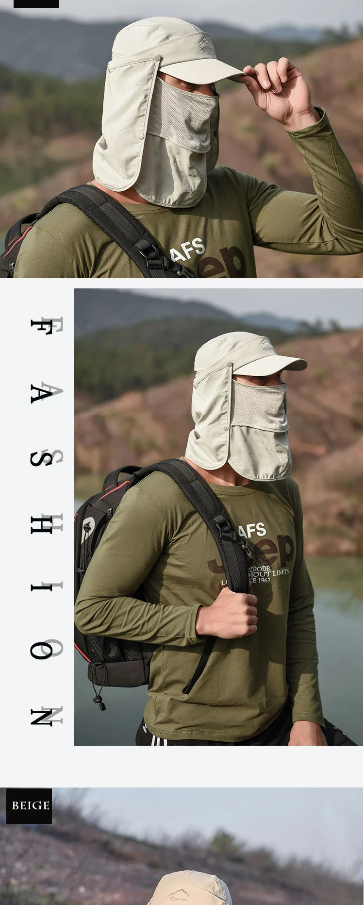 Outdoor Neck Protection Sun Cap Quick Drying Sunshade Hat Fishing Cycling Climbing Men Removable Face Shield Safari Hat Women