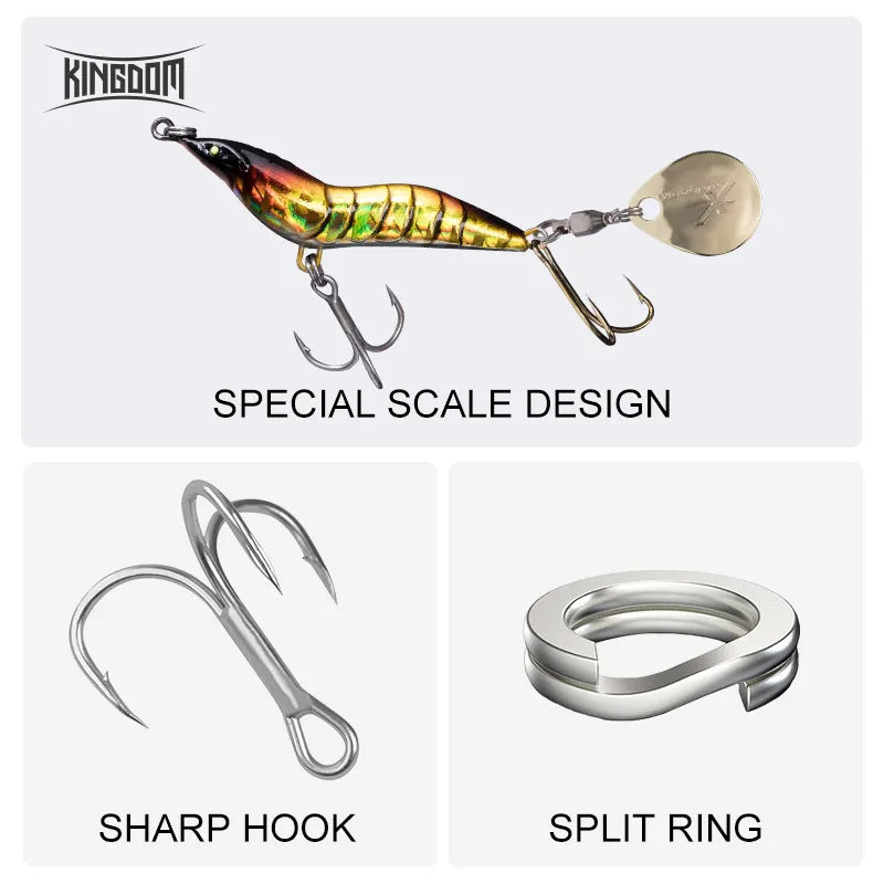 Kingdom Simulation Shrimp Fishing Lures 8.5g 14g 21g 28g Artificial Wobblers Metal Fishing Spinner Bait Hard Jigging Lures