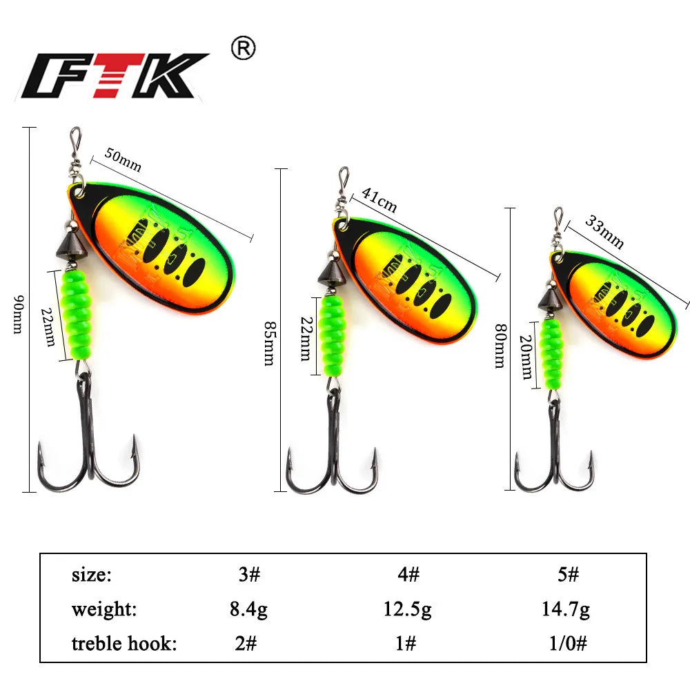 FISH KING Willow Spinner Bait 8.4g12.5g14.7g  Copper Size 3#-5# With 35647-BR Treble Hook 2#-1/0# Fishing Lure