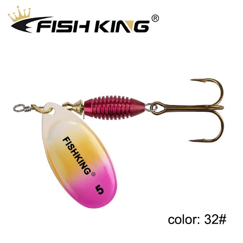 FISH KING Fishing Lure Spinner bait 4g 4.8g 7g 10g 14g Spoon Lures With Treble Hooks Peche Jig Anzuelos isca Pesca