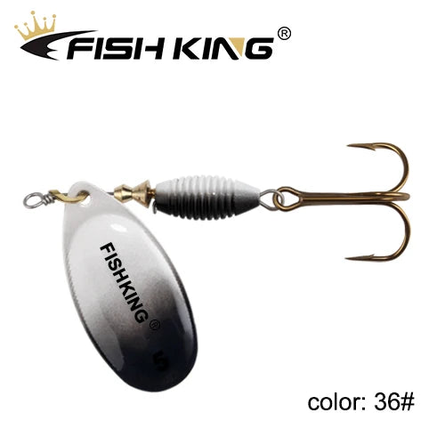 FISH KING Fishing Lure Spinner bait 4g 4.8g 7g 10g 14g Spoon Lures With Treble Hooks Peche Jig Anzuelos isca Pesca