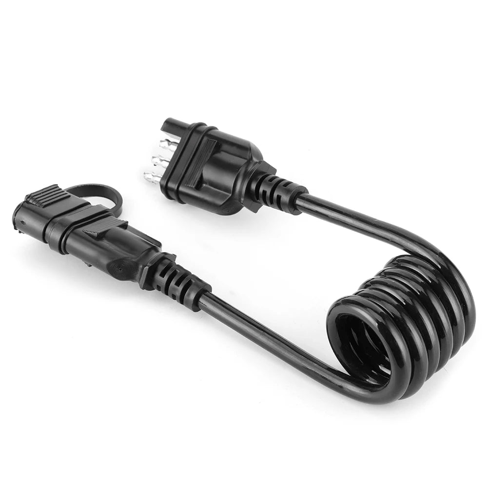 Trailer Connector 4-Pin Flat Extension Harness 3ft Waterproof Cover American Style Flexible Coiled Cable Connector for Trailers