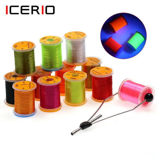 ICERIO 1pcs 70D Fly Tying Thread For Tying Small midge Dry Flies Nymphs Fishing Lure Fly Tying Material Standard Bobbin Holders