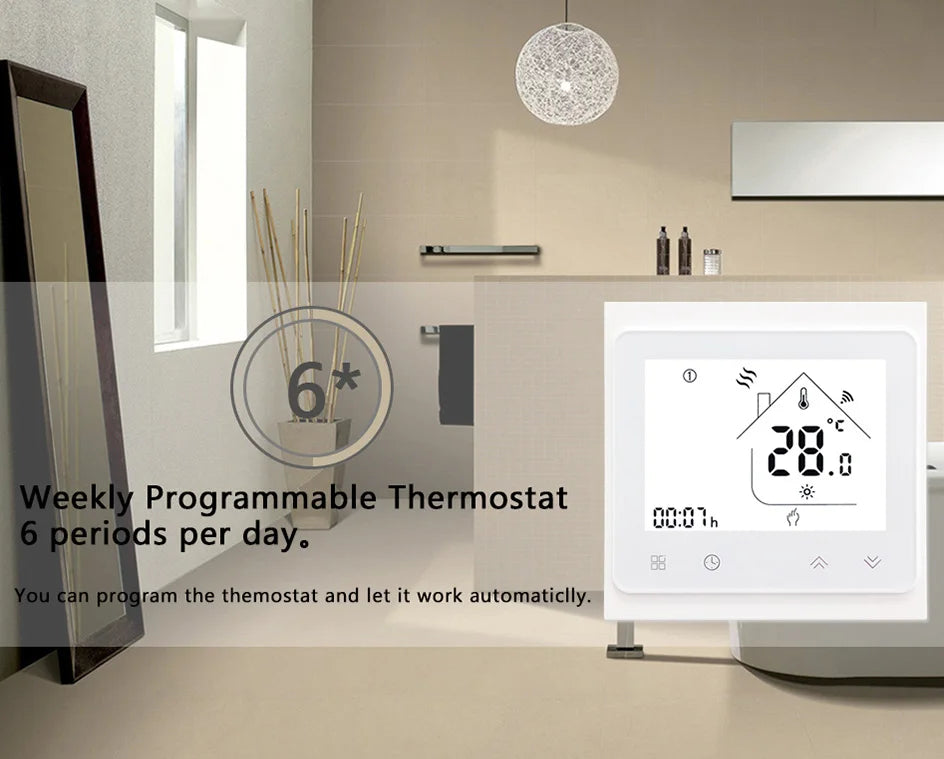 2 4 Pipe WiFi Smart Central Air Conditioner Thermostat 3 Speed Fan Coil Unit Wireless Voice Tuya Temperature Controller Alexa