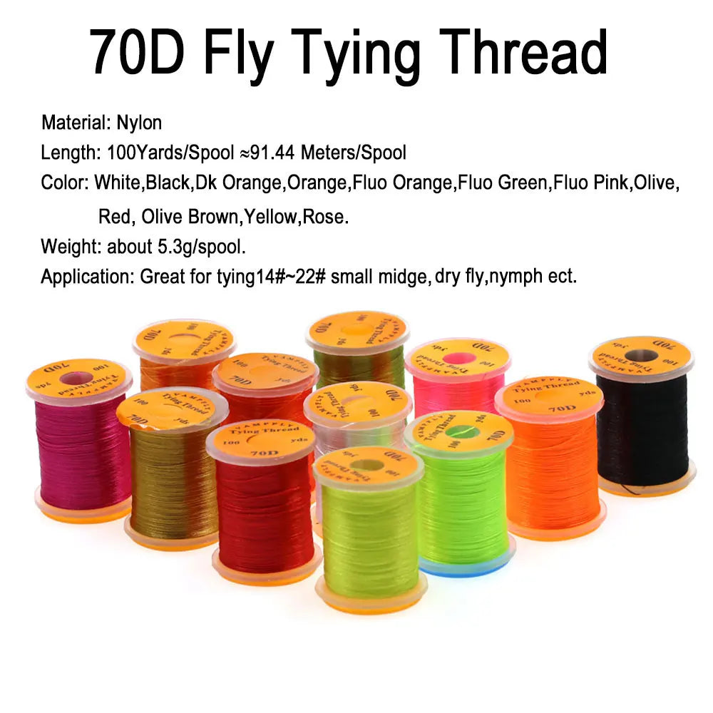 ICERIO 1pcs 70D Fly Tying Thread For Tying Small midge Dry Flies Nymphs Fishing Lure Fly Tying Material Standard Bobbin Holders