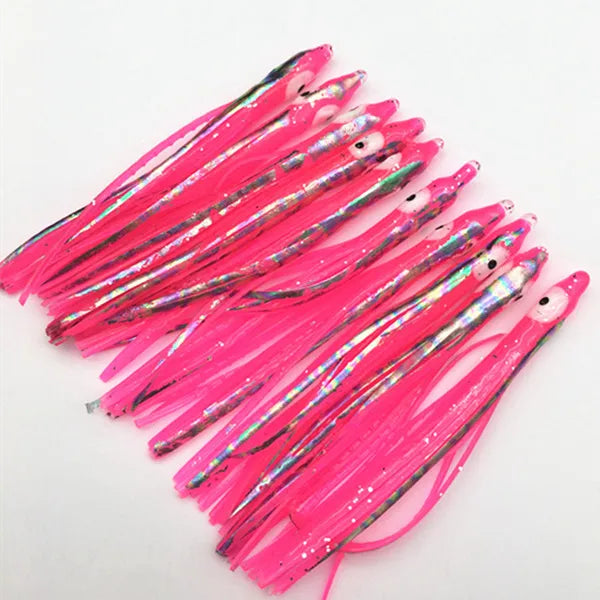 10Pcs*7cm Sea Fishing Silicone Artifical Soft sabiki Lure Needle-shaped Octopus Skirt Squid Lure Rig Saltwater Soft Jigging Bait