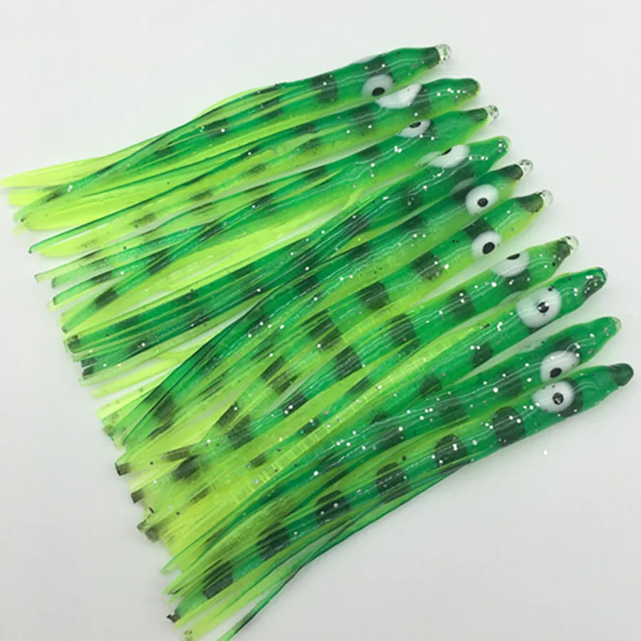 10Pcs*7cm Sea Fishing Silicone Artifical Soft sabiki Lure Needle-shaped Octopus Skirt Squid Lure Rig Saltwater Soft Jigging Bait