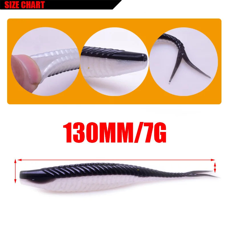 5pcs Floating water Soft Fishing Lures 120mm 7g Soft Bait Swimbaits Jig Head Soft Lure Fly Fishing Bait Plastic Artificial Lure