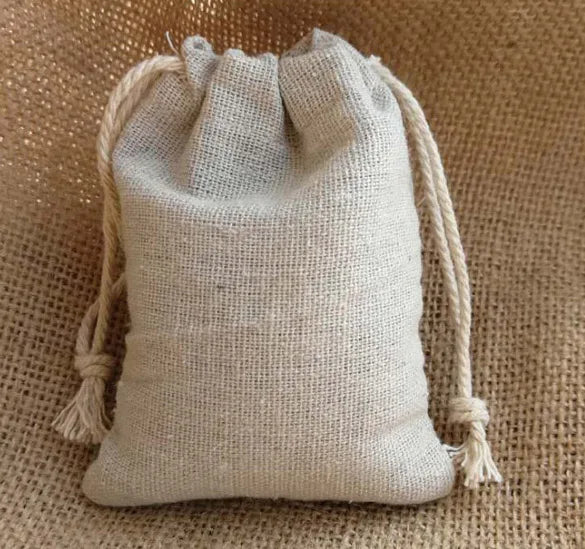 Natural Linen Gift Bags 5x7cm 7x9cm 9x12cm 50pcs/Lot Party Candy Jute Dust Sack Custom Logo Jewelry Pouch