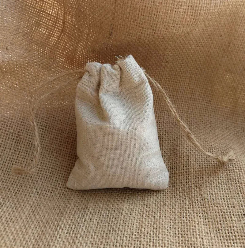 Natural Linen Gift Bags 5x7cm 7x9cm 9x12cm 50pcs/Lot Party Candy Jute Dust Sack Custom Logo Jewelry Pouch