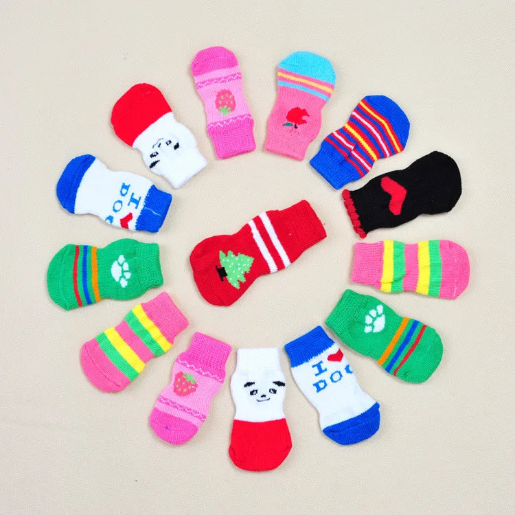 Dog Sock Warm Latex Skid-proof Socks For Dogs Clothing Shoes Anti Slip Pets Socks Dog Print Socks Dog Leg Warmers S-xl