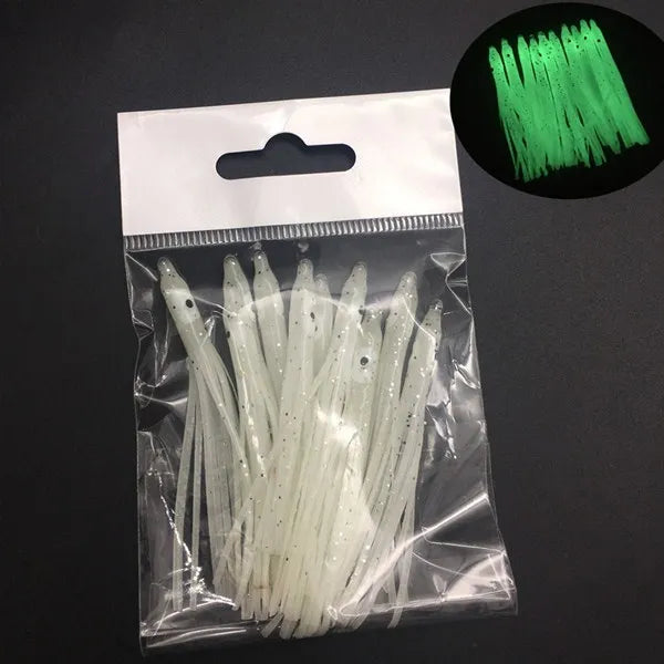 10Pcs*7cm Sea Fishing Silicone Artifical Soft sabiki Lure Needle-shaped Octopus Skirt Squid Lure Rig Saltwater Soft Jigging Bait